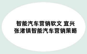 智能汽车营销软文 宜兴张渚镇智能汽车营销策略